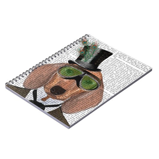 Dackel Green Goggles Top Hat Notizblock (Linke Seite)