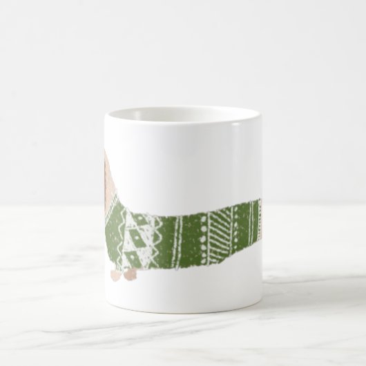 Dackel Green Ugly Christmas Sweater Muster Kaffeetasse (Mittel)