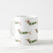 Dackel Green Ugly Christmas Sweater Muster Kaffeetasse (Vorderseite Links)