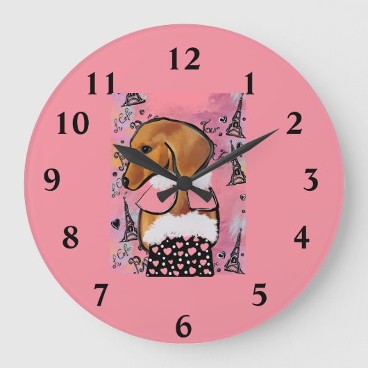 Dackel Große Wanduhr (Vorderseite)