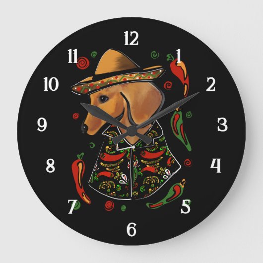 Dackel Große Wanduhr (Vorderseite)