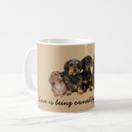 Dackel-Gruppen-Tasse Kaffeetasse (Vorderseite Links)