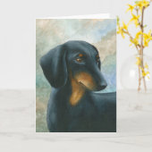 Dackel-Gruß-Karte des Hund90 Karte (Gelbe Blume)