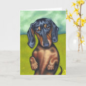 Dackel-Gruß-Karte Karte (Gelbe Blume)