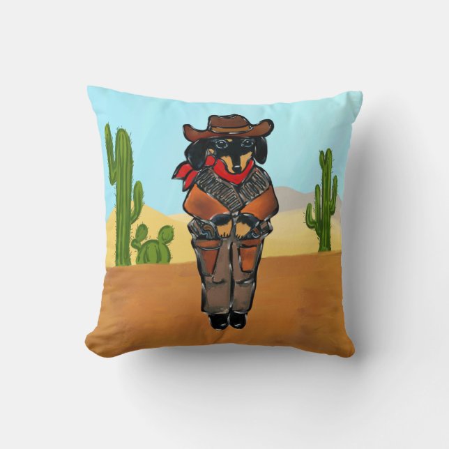 Dackel Gunslinger Kissen (Vorderseite)