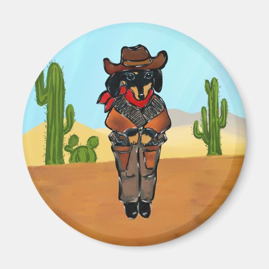 Dackel Gunslinger Magnet (Vorne)
