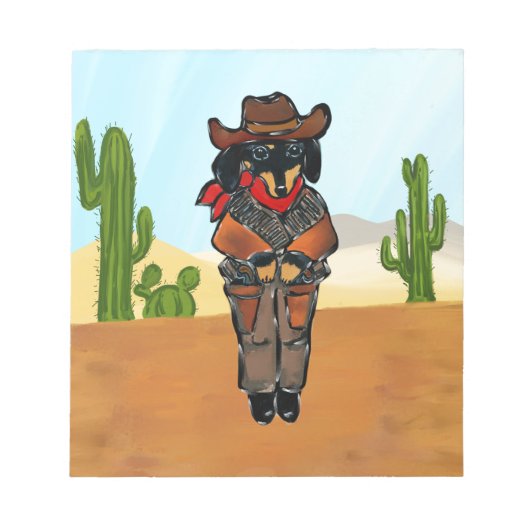 Dackel Gunslinger Notizblock (Vorderseite)