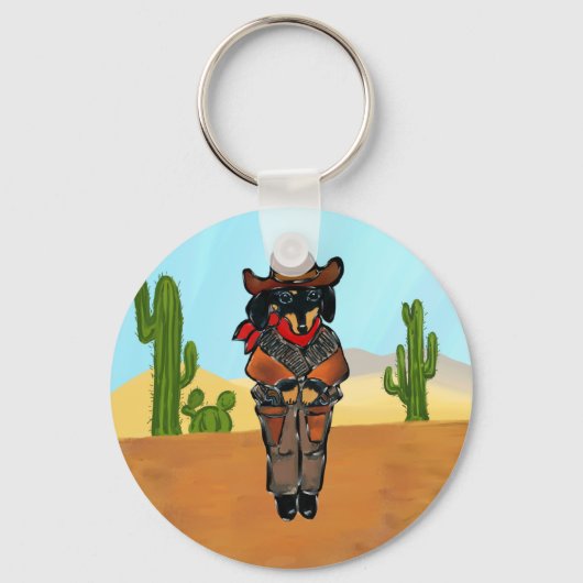Dackel Gunslinger Schlüsselanhänger (Vorderseite)