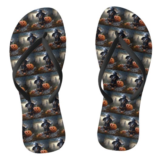Dackel Halloween Beängstigend Badesandalen (Fußbett)