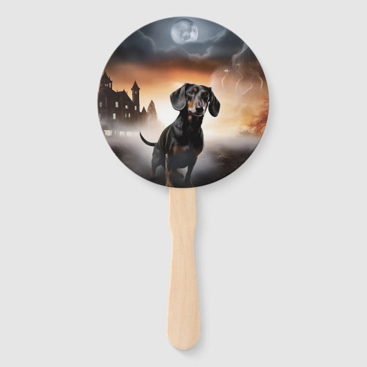 Dackel Halloween Beängstigend Fächer (Vorderseite)