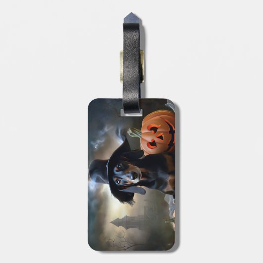 Dackel Halloween Beängstigend Gepäckanhänger (Rückseite vertikal)