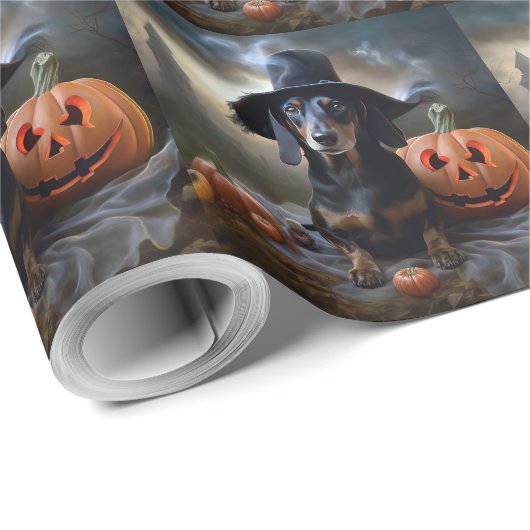 Dackel Halloween Beängstigend Geschenkpapier (Rolleneckpunkt)
