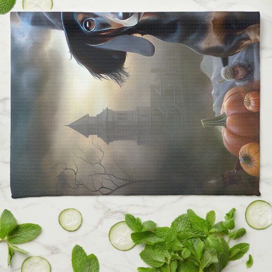 Dackel Halloween Beängstigend Geschirrtuch (Gefaltet)