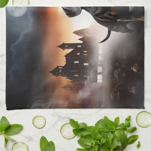 Dackel Halloween Beängstigend Geschirrtuch (Gefaltet)