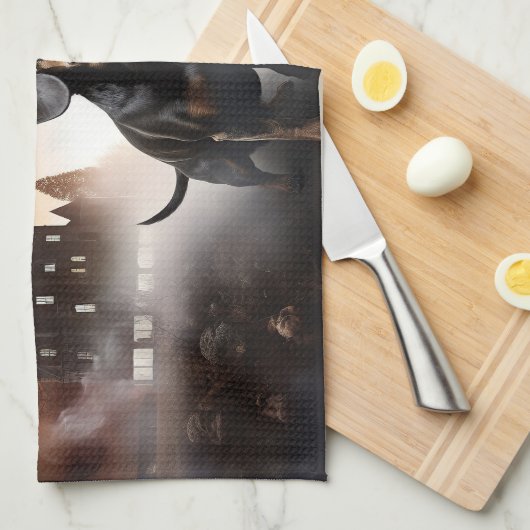 Dackel Halloween Beängstigend Geschirrtuch (Viertel Falte)