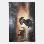 Dackel Halloween Beängstigend Geschirrtuch (Vertikal)