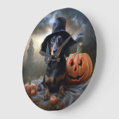 Dackel Halloween Beängstigend Große Wanduhr (Winkel)