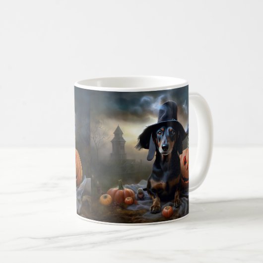 Dackel Halloween Beängstigend Kaffeetasse (VorderseiteRechts)
