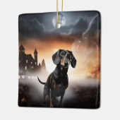 Dackel Halloween Beängstigend Keramikornament (Links)