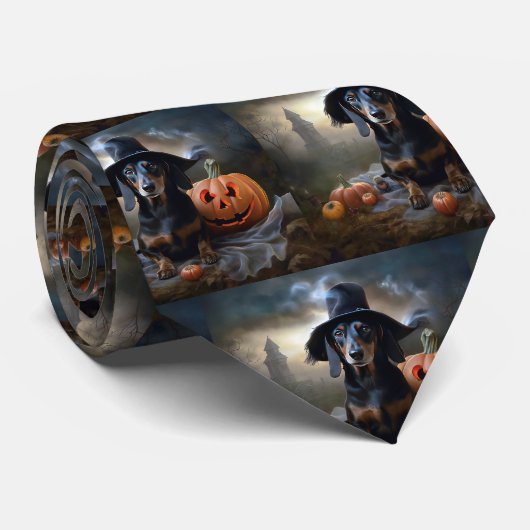 Dackel Halloween Beängstigend Krawatte (Gerollt)