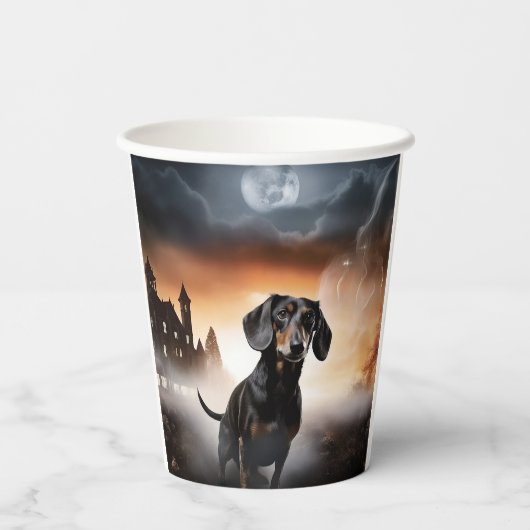 Dackel Halloween Beängstigend Pappbecher (Rückseite)