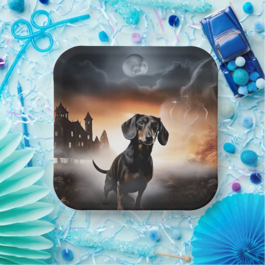 Dackel Halloween Beängstigend Pappteller (Party)