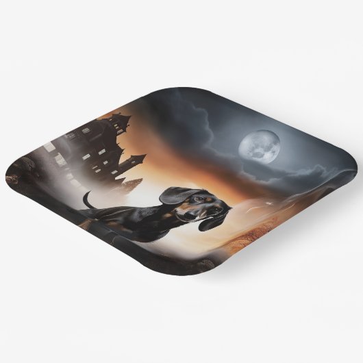 Dackel Halloween Beängstigend Pappteller (Gewinkelt)