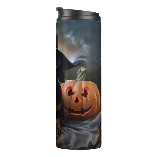 Dackel Halloween Beängstigend Thermosbecher (Nach rechts gedreht)