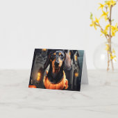 Dackel Halloween Card Karte (Gelbe Blume)