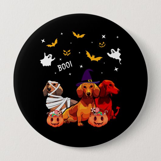 Dackel Halloween Hund Lover Button (Vorderseite)