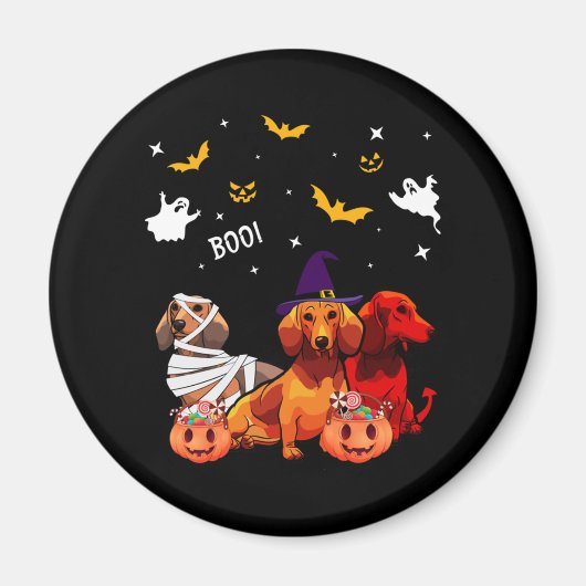 Dackel Halloween Hund Lover Magnet (Vorne)