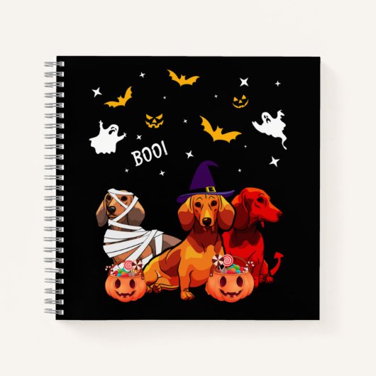 Dackel Halloween Hund Lover Notizblock (Vorderseite)