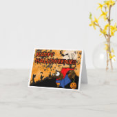 Dackel-Halloween-Karte Batdog und Superdog Karte (Gelbe Blume)