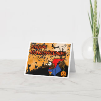 Dackel-Halloween-Karte Batdog und Superdog Karte