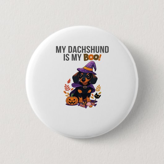 Dackel Halloween Kostüm Meine Dackel ist mein Bo Button (Vorderseite)