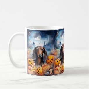 Dackel Halloween mit Pumpkins Beängstigend Kaffeetasse