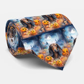 Dackel Halloween mit Pumpkins Beängstigend Krawatte (Gerollt)