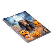 Dackel Halloween mit Pumpkins Beängstigend Notizblock (Rechte Seite)