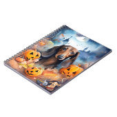 Dackel Halloween mit Pumpkins Beängstigend Notizblock (Linke Seite)