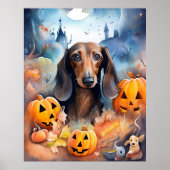 Dackel Halloween mit Pumpkins Beängstigend Poster (Vorne)