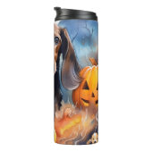 Dackel Halloween mit Pumpkins Beängstigend Thermosbecher (Nach rechts gedreht)