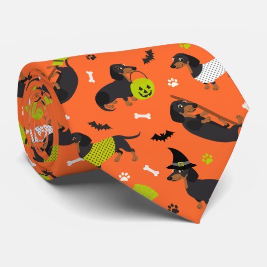 Dackel Halloween Neck Tie Krawatte (Gerollt)