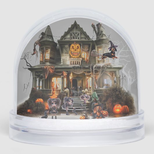 Dackel Halloween Snow Globe Schneekugeln (Vorderseite)