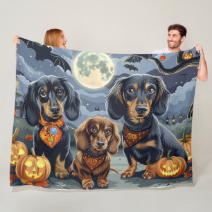 Dackel Halloween Spooky Fleecedecke
