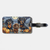 Dackel Halloween Spooky Gepäckanhänger (Rückseite horizontal)