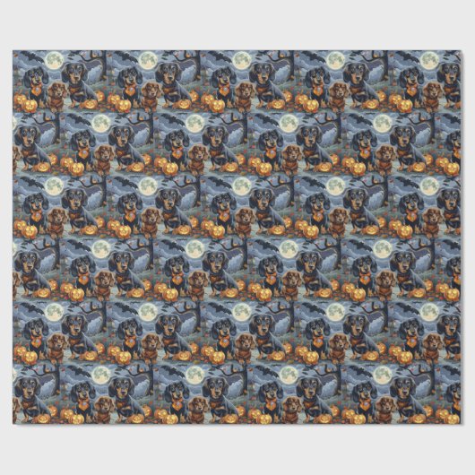 Dackel Halloween Spooky Geschenkpapier (Flach)