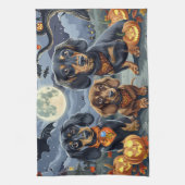 Dackel Halloween Spooky Geschirrtuch (Vertikal)