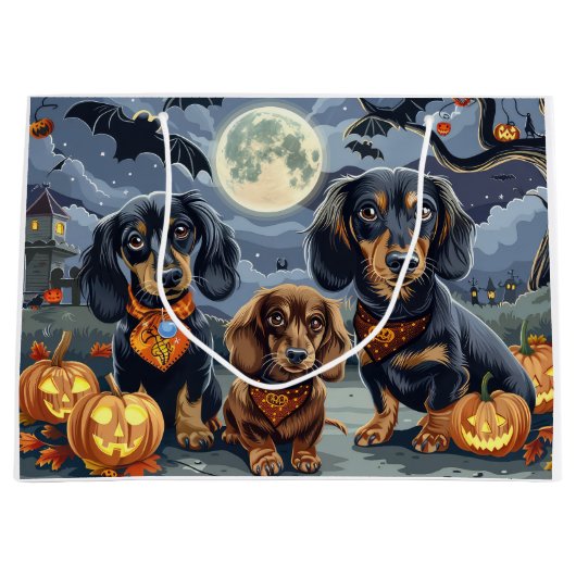 Dackel Halloween Spooky Große Geschenktüte (Vorderseite)