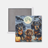 Dackel Halloween Spooky Magnet (Vorderseite/Rückseite)
