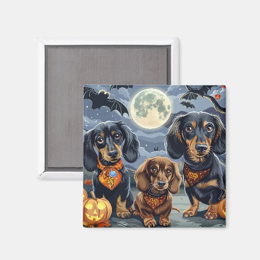 Dackel Halloween Spooky Magnet (Vorderseite/Rückseite)